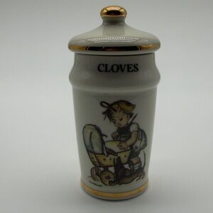 Hummel Vintage Cream and Gold Cloves Ceramic Spice Jar